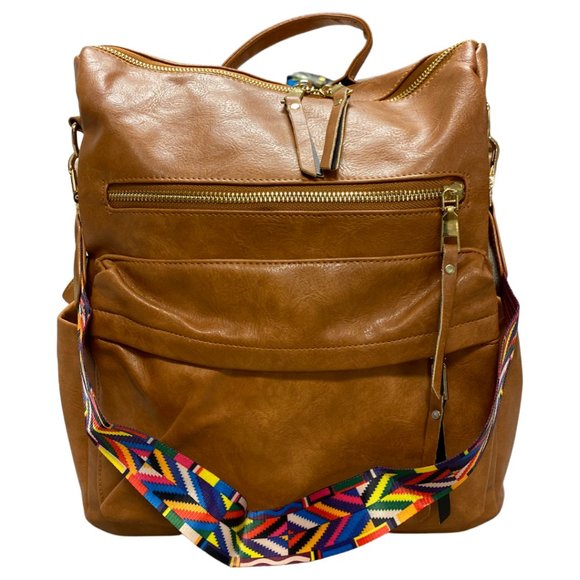 Krosiny Averie Convertible Retro Large Backpack (Brown) - Picture 1 of 5